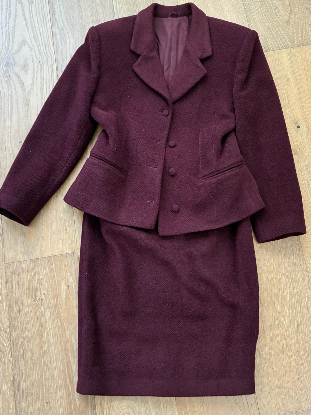 Women's Tailored Burgundy Skirt Suit- Classic Pencil Style